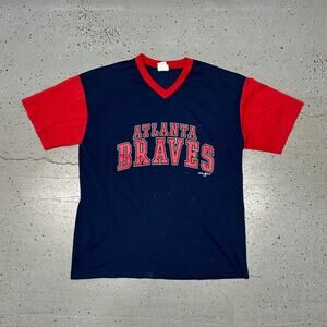 VTG 1990s Atlanta Braves navy and red cotton jersey